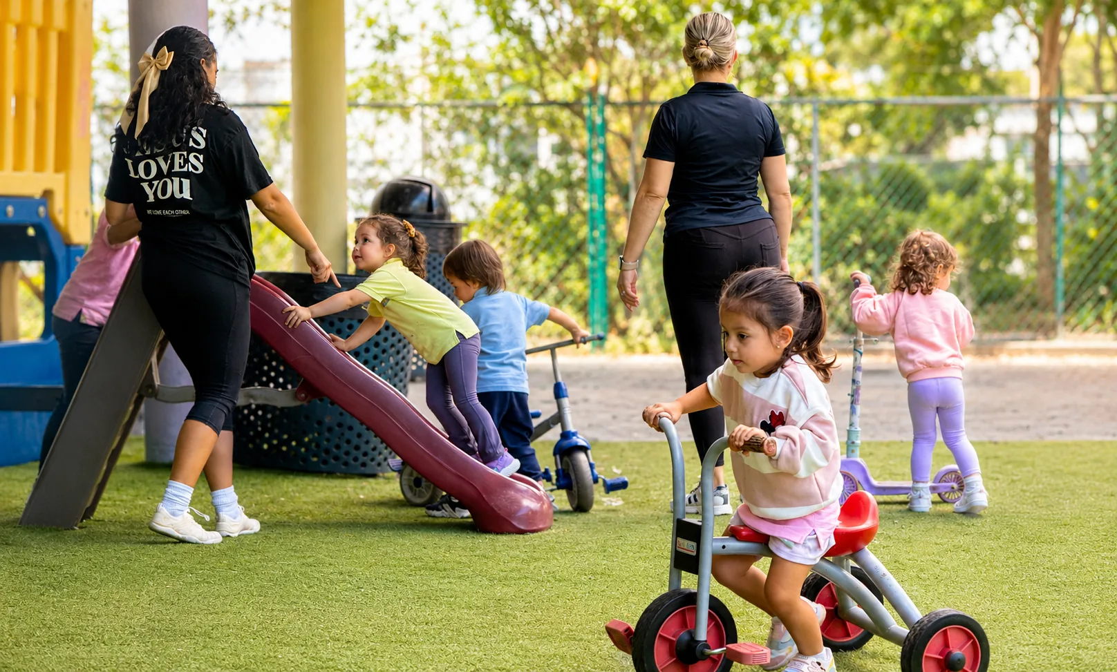 Children engaged in constructive outdoor play